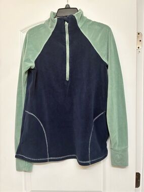 *NURSING* 🤱 Latched Mama Navy Body with Mint Raglan Half-Zip Pullover